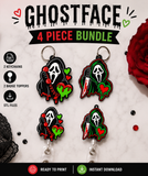 Masked Horror 4-Piece STL Bundle | 2 Keychains + 2 Badge Toppers | Digital 3D Print Files