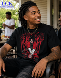 Red & Black Anime Graphic Tee | Urban Streetwear Shirt | Bold Character T-Shirt