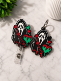 Horror Mask Badge Reel + Keychain Set | Physical 2-Piece Bundle