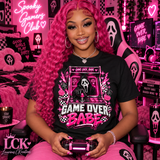 Game Over Babe Horror Gamer Shirt | Pink Spooky Gaming Tee | Halloween Gamer Graphic Shirt