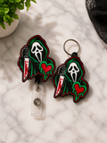 Horror Mask Badge Reel + Keychain Set | Physical 2-Piece Bundle
