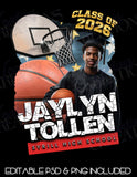 "All-Star Legacy" 2026 Basketball Graduation Design | Editable PSD & PNG 🎓🏀✨